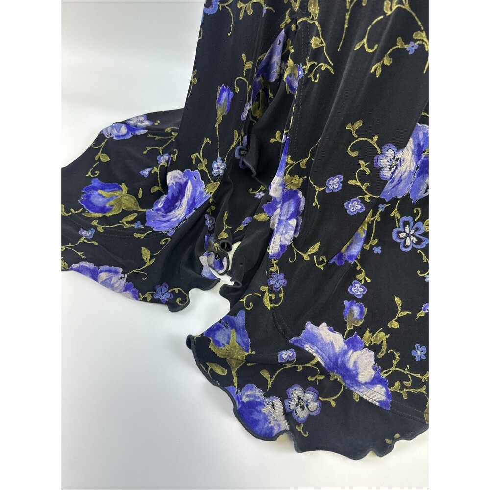 Coldwater Creek Maxi Dress Acetate Stretch Purple Floral Travel Ruffle Slinky - Picture 4 of 13